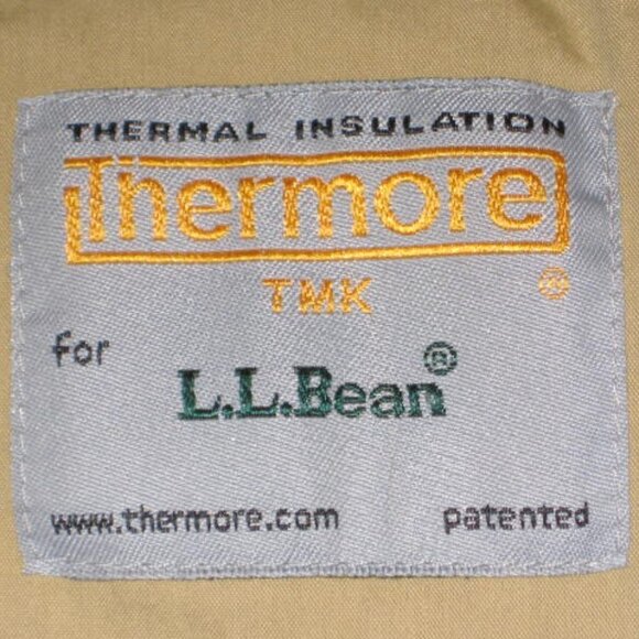 L.L. Bean Medium Petite Tan Quilted Snap Long Coat Thermore Chore Barn Excellent - Picture 3 of 16